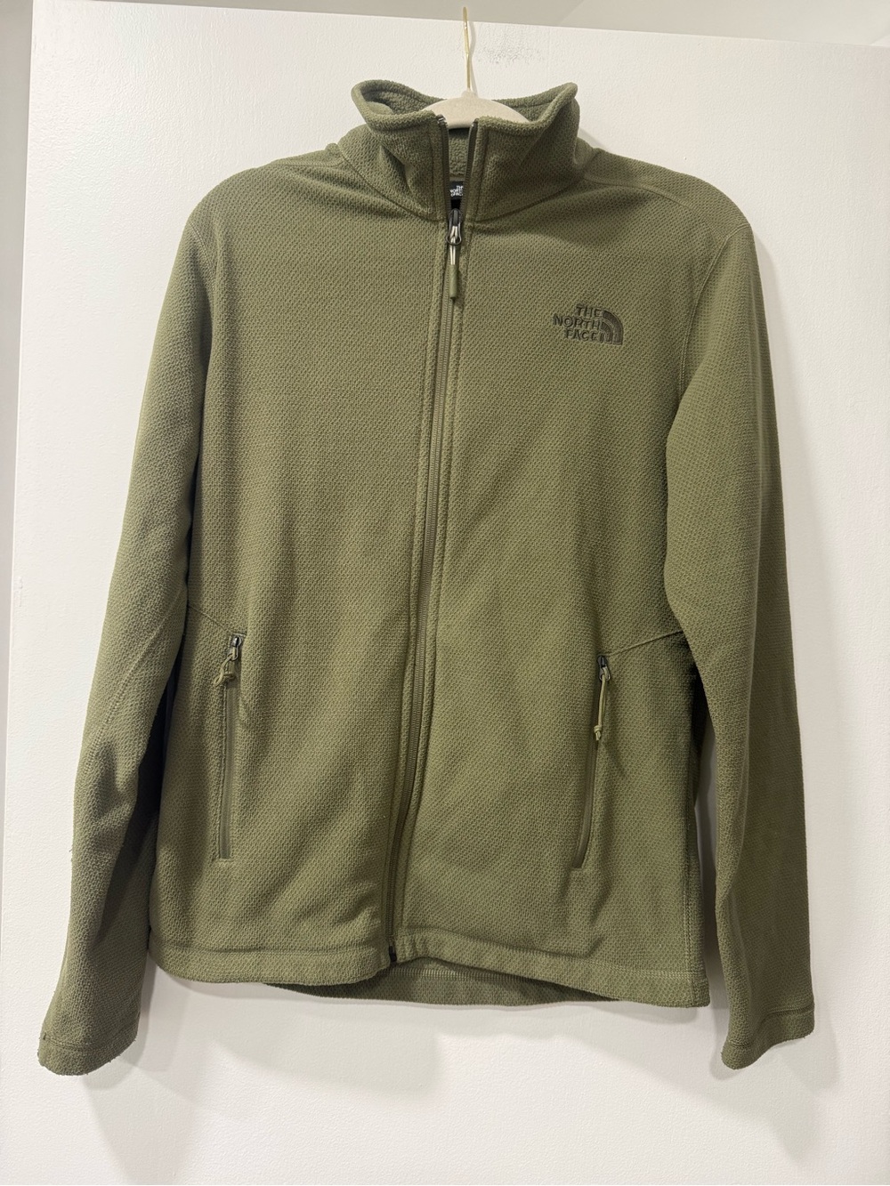 The North Face Men's Olive Green Zip-Up Fleece Jacket